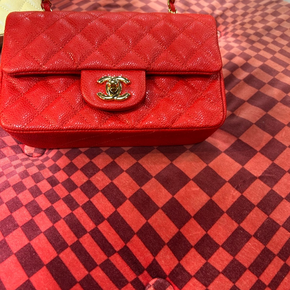 Chanel Red Quilted Leather Shoulder Bag with Iconic CC Clasp